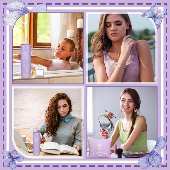 Purple Christian Gift Basket Set Women Faith Inspirational Religious Gifts - Picture 5 of 7